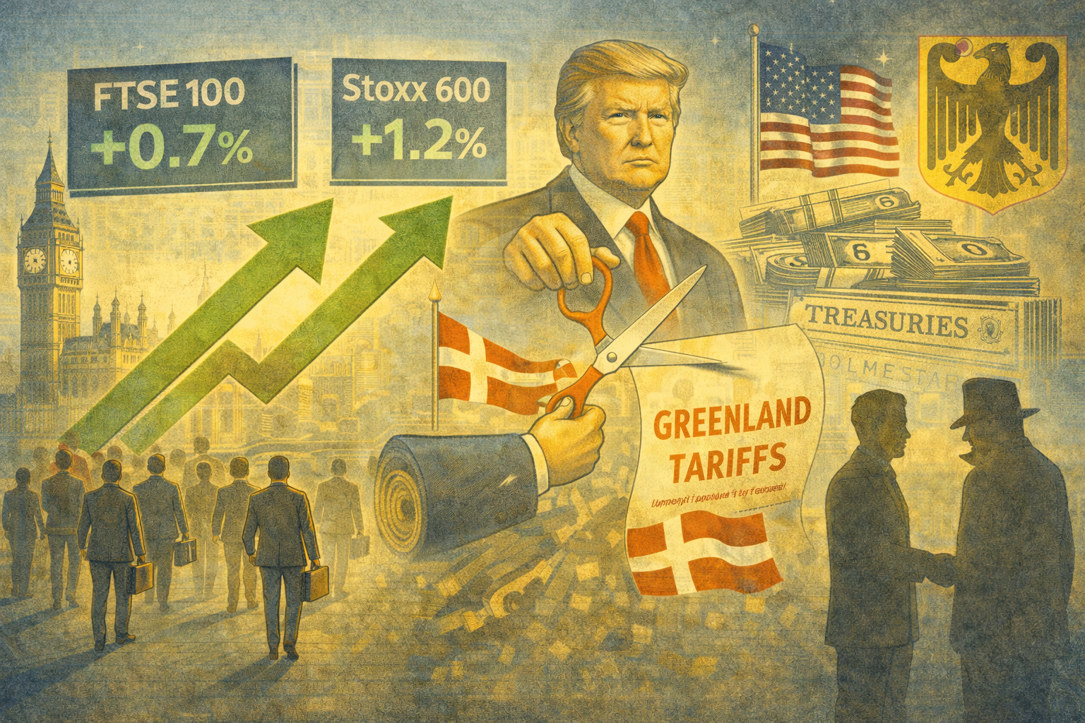 Europe rallies as Trump drops Greenland tariffs; Vanguard trims UK bias; Treasury buying rises; Germany expels diplomat.